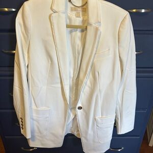 Michael Kors Elegant Cream Blazer with Pocket Design